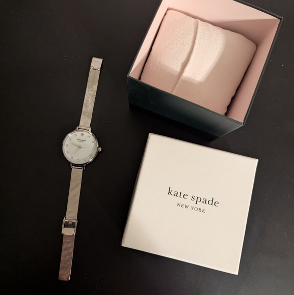 Kate Spade Silver Crystal Mesh Watch KSW1490 Womens metro quartz stainless steel